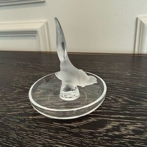 Lalique France Crystal Rooster Ring Holder
